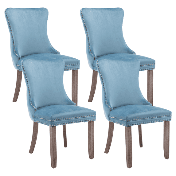 Button Tufted Upholstered Dining Chairs with Nailhead, Dining Room Chairs Tufted Cushion Back Elegant, Accent Chairs with Solid Wood Legs for Living Room/Kitchen (Set of 4)