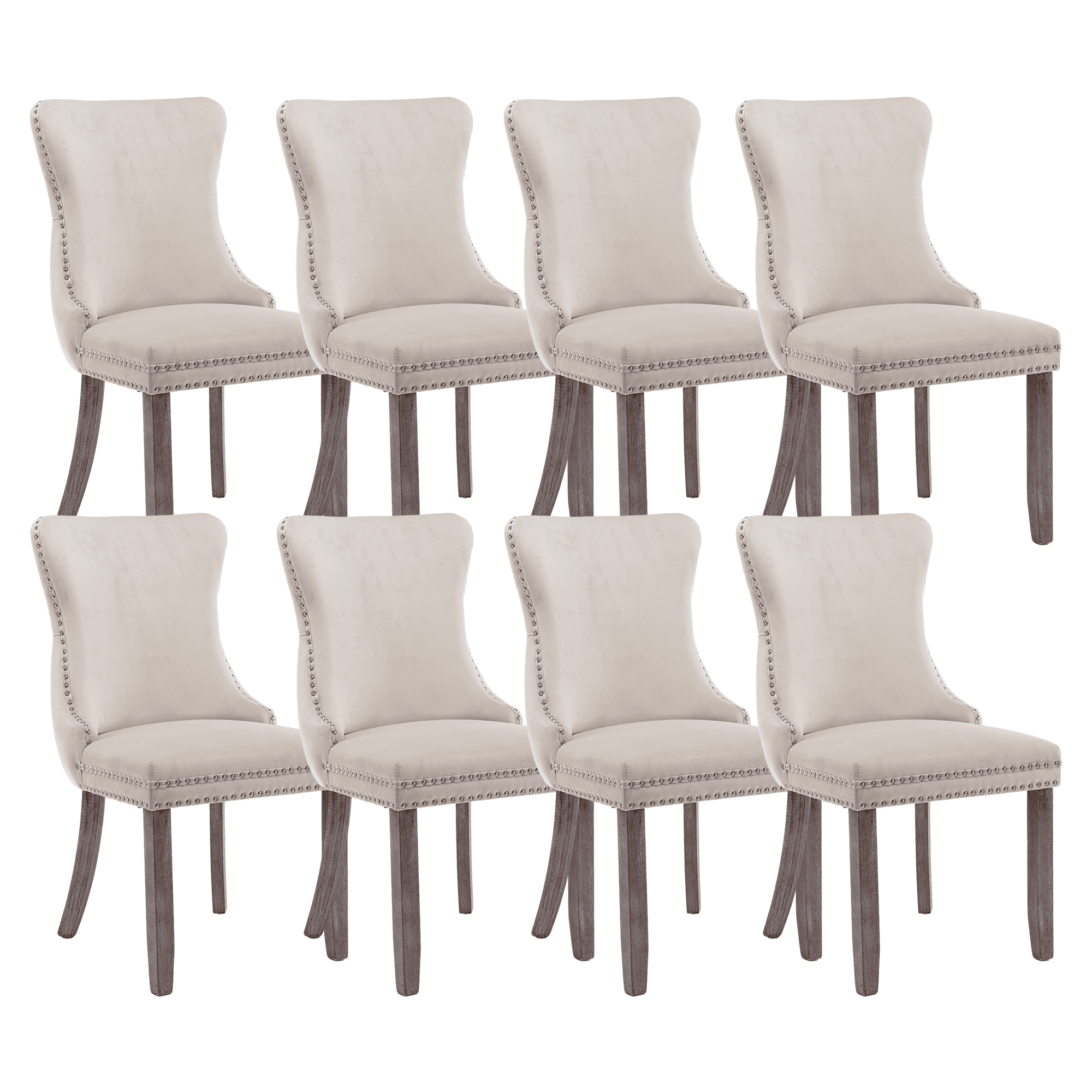 Button Tufted Upholstered Dining Chairs with Nailhead, Dining Room ...