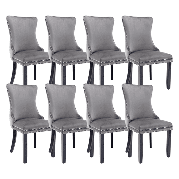 Button Tufted Upholstered Dining Chairs with Nailhead, Dining Room Chairs Tufted Cushion Back Elegant, Accent Chairs with Solid Wood Legs for Living Room/Kitchen (Set of 8)