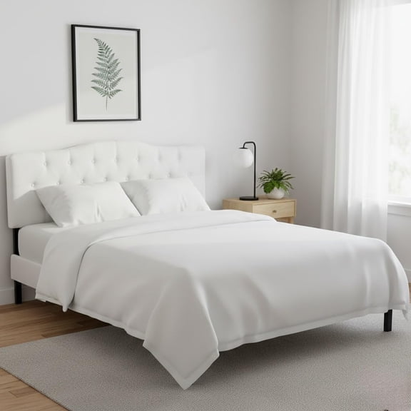 Button Tufted Upholstered Headboard for Full & Queen  Linen Padded Panel, 12 Adjustable Height Settings, Wall or Bed Frame Mount