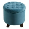 thumbnail image 1 of Button Tufted Velvet Upholstered Wooden Ottoman with Hidden Storage Blue and Brown- Saltoro Sherpi, 1 of 11