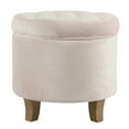 thumbnail image 1 of Button Tufted Velvet Upholstered Wooden Ottoman with Hidden Storage Light Pink and Brown - Saltoro Sherpi, 1 of 8
