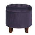 thumbnail image 1 of Button Tufted Velvet Upholstered Wooden Ottoman with Hidden Storage Purple and Brown - Saltoro Sherpi, 1 of 5