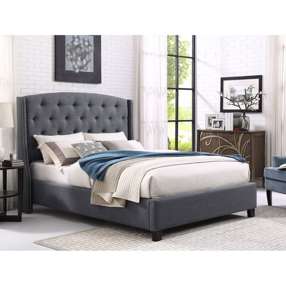 Button - Tufted and Gray - toned Bed | Transforms Bedroom into a Stylish Space | Benefit from the Contemporary Bed Style