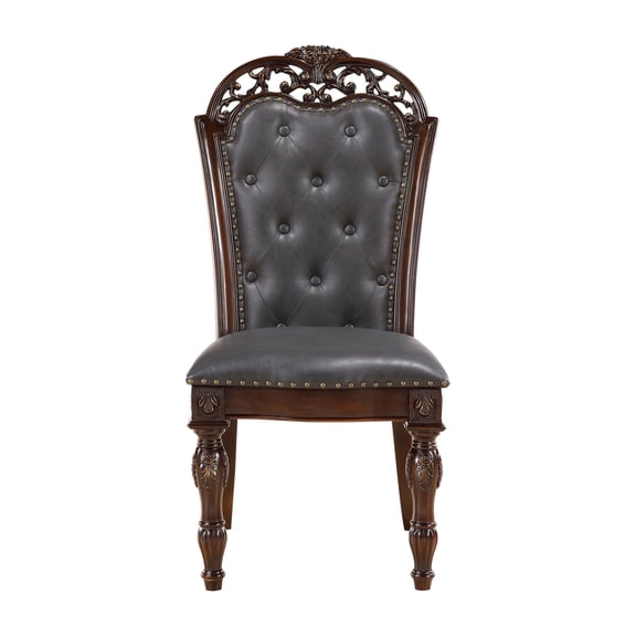 Cherry Finish, Tufted Design - Luxury American Dining Room Chairs
