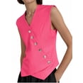 thumbnail image 1 of Button Up Asymmetrical Womens V Neck Hem Work Office Suit Vests Waistcoat Vest Sleeveless Blazers, 1 of 6