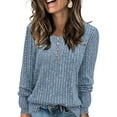 thumbnail image 1 of Button Up Blouses Tops for Women Elegant Lantern Long Sleeve T-Shirts Ribbed Knitted Tunic Tee Shermie, 1 of 6
