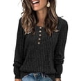thumbnail image 1 of Button Up Blouses Tops for Women Elegant Lantern Long Sleeve T-Shirts Ribbed Knitted Tunic Tee Shermie, 1 of 6
