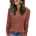 thumbnail image 1 of Button Up Blouses Tops for Women Elegant Lantern Long Sleeve T-Shirts Ribbed Knitted Tunic Tee Shermie, 1 of 6