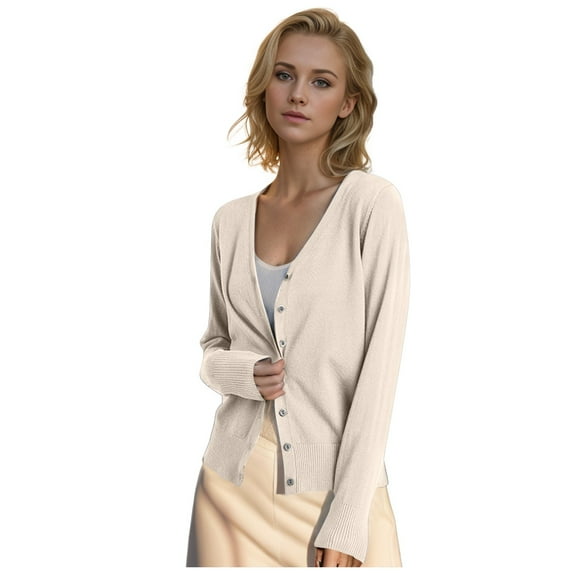 Button Up Cardigan Women Knit Cardigan Sweater Fall Winter Coat Plus Size Cardigan Outerwear Women's Cardigan Beige L