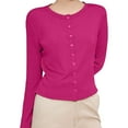 thumbnail image 1 of Button Up Cardigan Women Knit Cardigan Sweater Solid Long Sleeve Round Neck Cardigan Cardigan Women Hot Pink L, 1 of 5