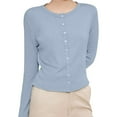 thumbnail image 1 of Button Up Cardigans Women Women Knit Cardigan Sweater Solid Long Sleeve Round Neck Cardigan Knit Cardigans Women Light Blue M, 1 of 5