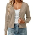 thumbnail image 1 of Button Up Cardigans Women Wowmens Plus Size Knit Crop Cardigan Outerwear Design Long Sleeve Womens Cardigan Khaki S, 1 of 5
