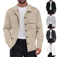 thumbnail image 1 of Button Up Jackets With Pockets Men's Fashionable Solid Color Long Sleeved Lapel Pocket Button Jacket Dark Gray S, 1 of 9