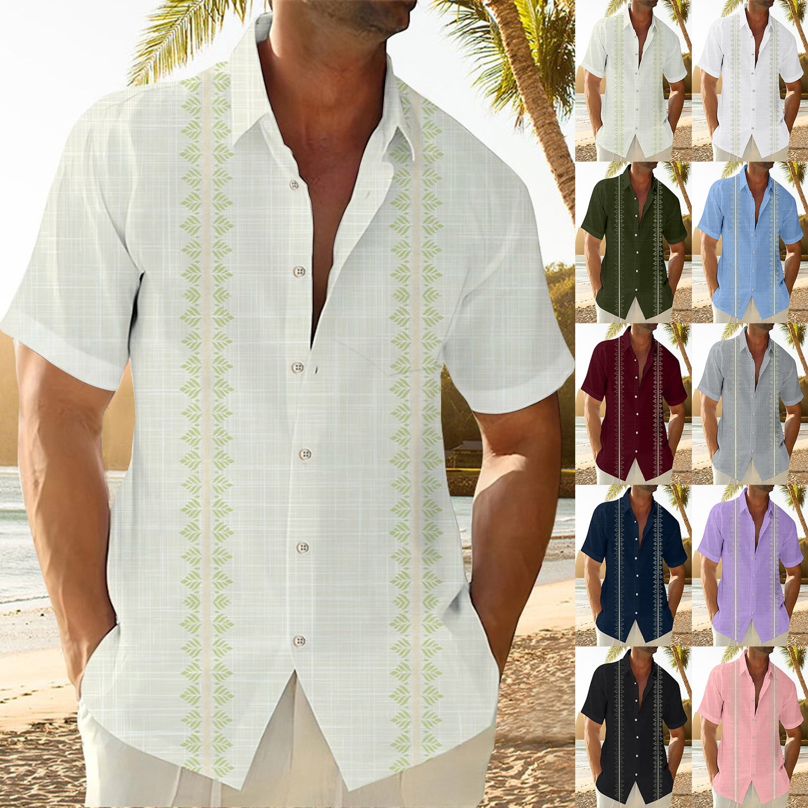 Button Up Shirt Men, Mens Vacation Shirts, Men's Shirts Short