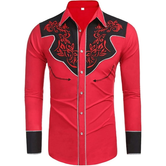 Button Up Shirt Men Western Style Turndown Collar Long Sleeve Thin Shirt Slim Fit Casual Mens Shirt