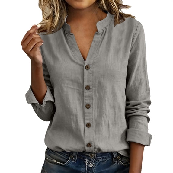 Button Up Shirt Women 2026 Long Sleeve Loose Work Casual Blouse Shirt Tops Summer Tops