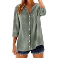 thumbnail image 1 of Button Up Shirt Women Fashion Casual Printed 3/4 Sleeve Button Down Shirt Summer Tops, 1 of 4