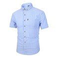 thumbnail image 1 of Button Up Shirt for Men Thin Plaid Turndown Collar Short Sleeve Shirt Slim Fit Dressy Mens Shirts, 1 of 4