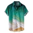 thumbnail image 1 of Button Up Shirt for Men Top Color Block Striped Print Short Sleeve Collared Casual Fashion Beach Shirt with Pocket (3X-Large, Army Green), 1 of 5