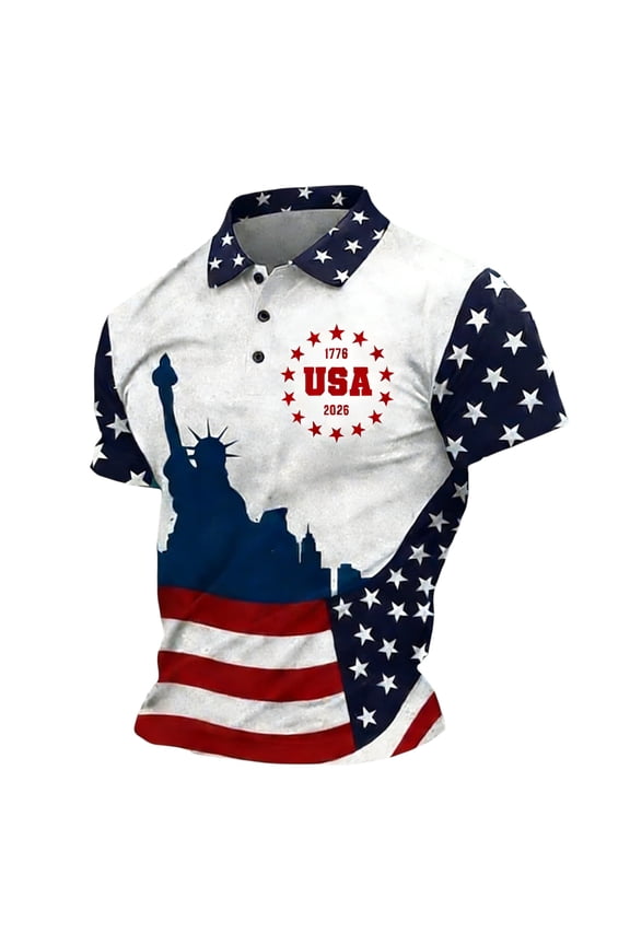 Button Up Shirts Men Anniversary National Flag Print Short Sleeve Shirts Patriotic Shirts for Men