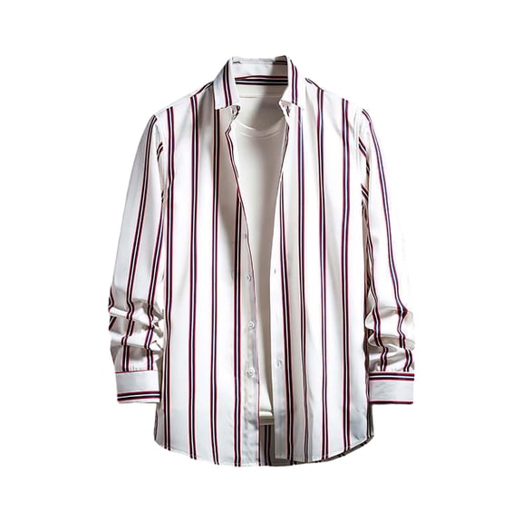 Button Up Shirts for Men Loose Fit Stripe Print Long Sleeve Spring Shirt Lightweight Casual Turn Down Collar Top WH1 XXXL