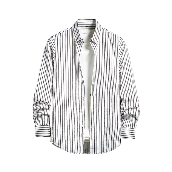 Button Up Shirts for Men Loose Fit Stripe Print Long Sleeve Spring Shirt Lightweight Casual Turn Down Collar Top WH2 XXL