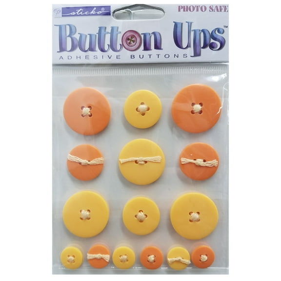 Button Ups Adhesive Button Embellishments ORANGE For Scrapbooking Card