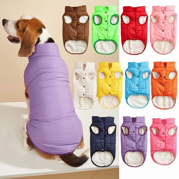 Button Winter Dog Vest With Integrated Fleece Back Lining & Zipper Closure, Warm Padded Pet Jacket For Small Medium Dogs (Golden Retriever Bichon Frise), Ideal For Cold Weather