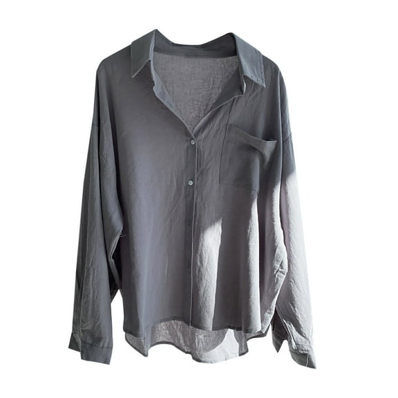 Button down Shirts for Women Fashion Women Casual Long Sleeve Turndown Collar Button Shirt Tops
