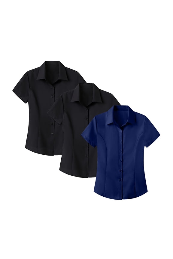 Button down Shirts for Women, Prolriy Women's Interview Formal Shirt, Smooth Short Sleeve Blouse Womens Tops Q XL