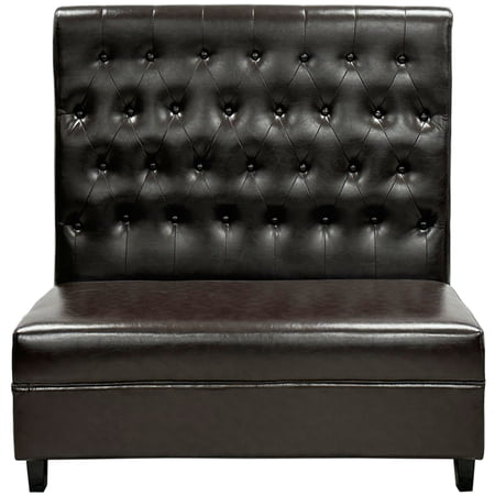 Button Style Single Back Fully Upholstered Booth BO2 Black Brown, Set of 6