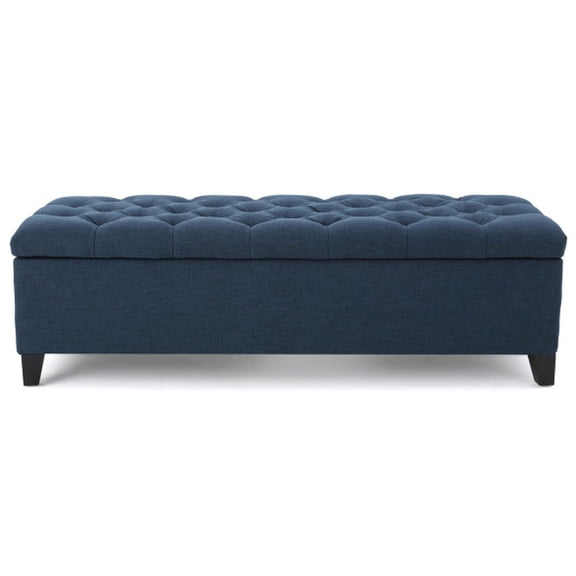 Button - tufted diamond pattern fabric ottoman / Versatile for seating and storing blankets