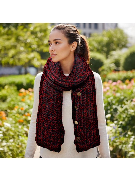 Button up Cardigan Effect Knit Yarn Shawl Scarf