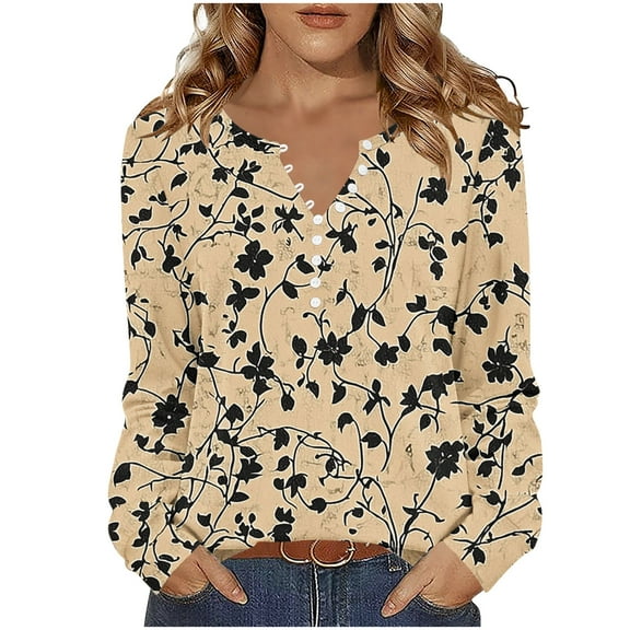 Button up Tunic Topsfor Women, Trendy Loose Long Sleeve Shirts, Fall Casual Blouse Going out Shirts