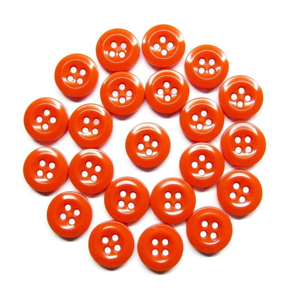 ButtonMode Work Shirt Buttons 13mm 20L Style 29 for Army, Dickies, Carhartt, Wrangler, Red Kap, Fits Class A, B, C Workwear, Military Spec Industrial Strength, Size 1/2", Orange, 22-Buttons