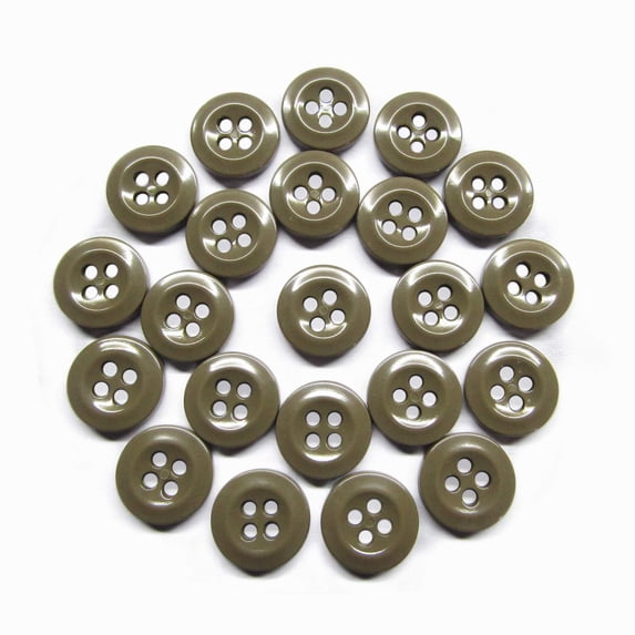 ButtonMode Work Shirt Buttons 13mm 20L Style 29 for Army, Dickies, Carhartt, Wrangler, Red Kap, Fits Class A, B, C Workwear, Military Spec Industrial Strength, Size 1/2", Khaki Dark, 22-Buttons