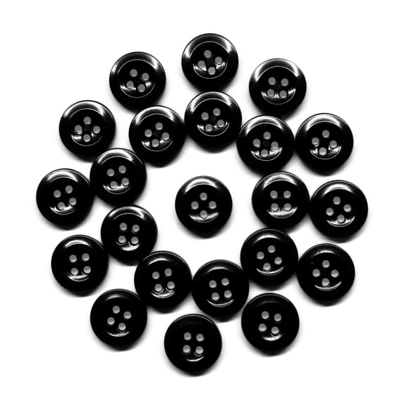 ButtonMode Work Shirt Buttons 13mm 20L Style 29 for Army, Dickies, Carhartt, Wrangler, Red Kap, Fits Class A, B, C Workwear, Military Spec Industrial Strength, Size 1/2", Black, 22-Buttons