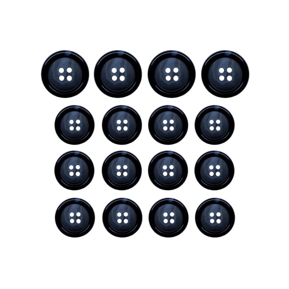 ButtonMode Luxury Suit Buttons 16pc Set includes 4 Buttons measuring 20mm (3/4 Inch) for Jacket Front and 12 Buttons measuring 15mm (9/16 Inch) for Jacket Sleeves and Pants, Blue Navy, 16-Buttons