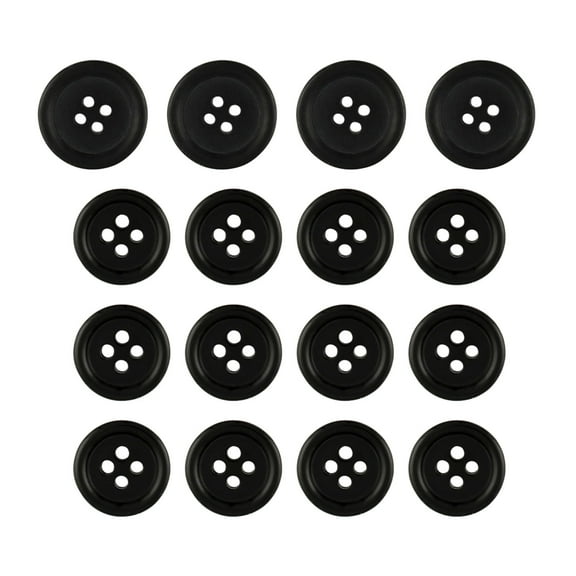 ButtonMode Premium Suit Buttons 16pc Set has 4 Buttons measuring 20mm (over 3/4 Inch) for Jacket Front, 12 Buttons measuring 15mm (5/8 Inch) for Jacket Sleeves and Dress Pants, Black, 16-Buttons