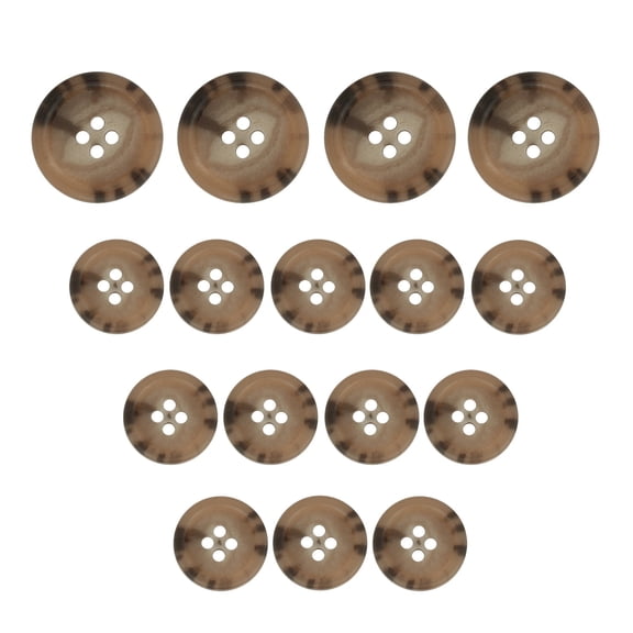 ButtonMode Regular Suit Buttons 16pc Set includes 4 Buttons measuring 20mm (3/4 Inch) for Jacket Front, 12 Buttons measuring 15mm (9/16 Inch) for Jacket Sleeves and Pants, Tan Taupe, 16-Buttons
