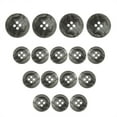 thumbnail image 1 of ButtonMode Regular Suit Buttons 16pc Set includes 4 Buttons measuring 20mm (3/4 Inch) for Jacket Front, 12 Buttons measuring 15mm (9/16 Inch) for Jacket Sleeves and Pants, Gray Medium, 16-Buttons, 1 of 5