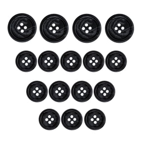 ButtonMode Regular Suit Buttons 16pc Set includes 4 Buttons measuring 20mm (3/4 Inch) for Jacket Front, 12 Buttons measuring 15mm (9/16 Inch) for Jacket Sleeves and Pants, Charcoal Gray, 16-Buttons