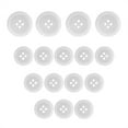thumbnail image 1 of ButtonMode Regular Suit Buttons 16pc Set includes 4 Buttons measuring 20mm (3/4 Inch) for Jacket Front, 12 Buttons measuring 15mm (9/16 Inch) for Jacket Sleeves and Pants, White, 16-Buttons, 1 of 5