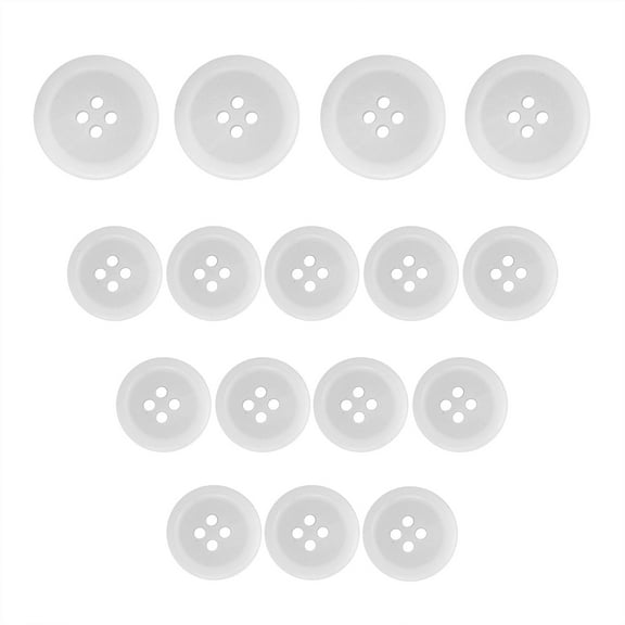 ButtonMode Regular Suit Buttons 16pc Set includes 4 Buttons measuring 20mm (3/4 Inch) for Jacket Front, 12 Buttons measuring 15mm (9/16 Inch) for Jacket Sleeves and Pants, White, 16-Buttons