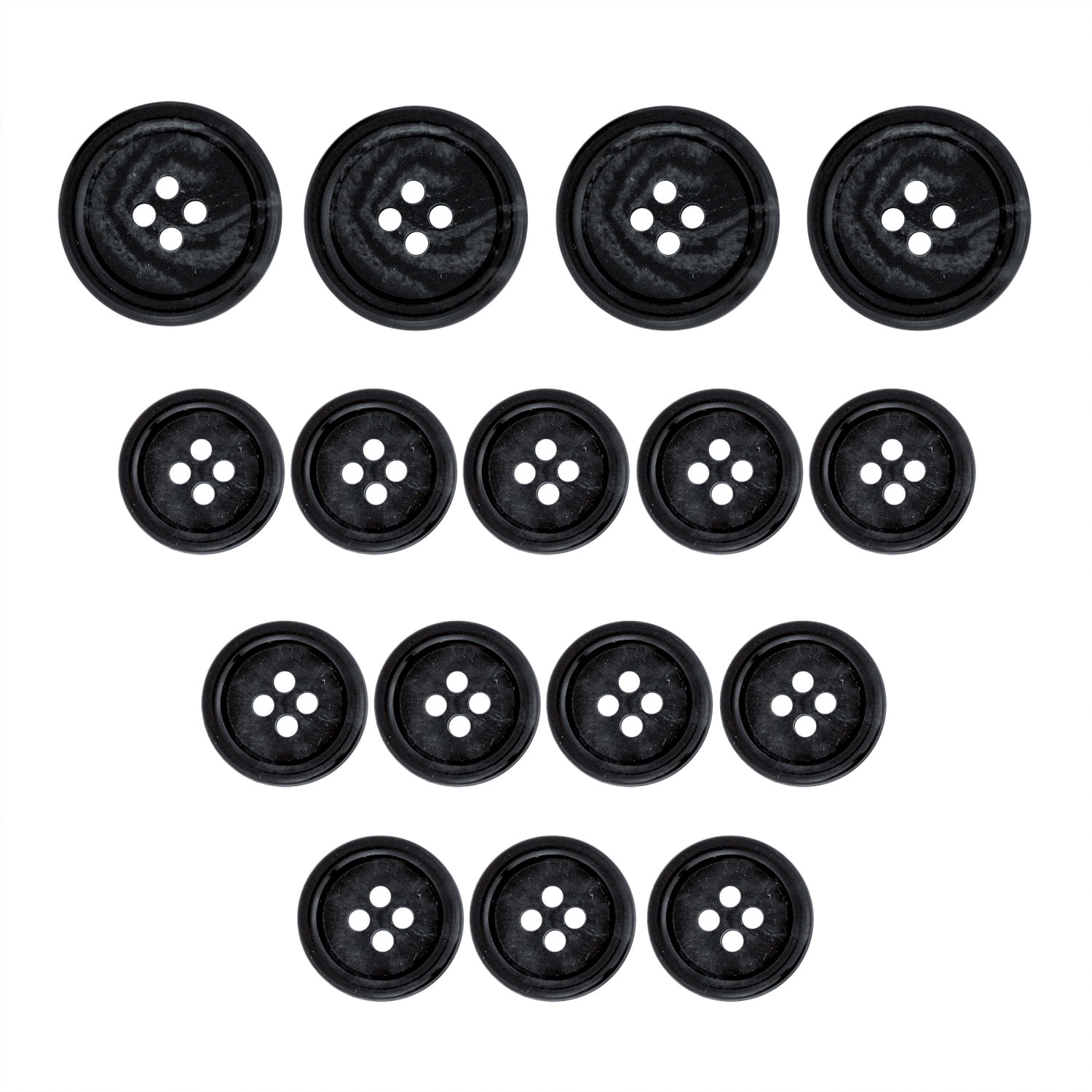 ButtonMode Standard Shirt Buttons 22pc Set Includes 8 Shirt Front Buttons  (11mm or 7/16 in), 7 Sleeve Buttons (10mm or 3/8 in) & 7 Collar Buttons  (9mm