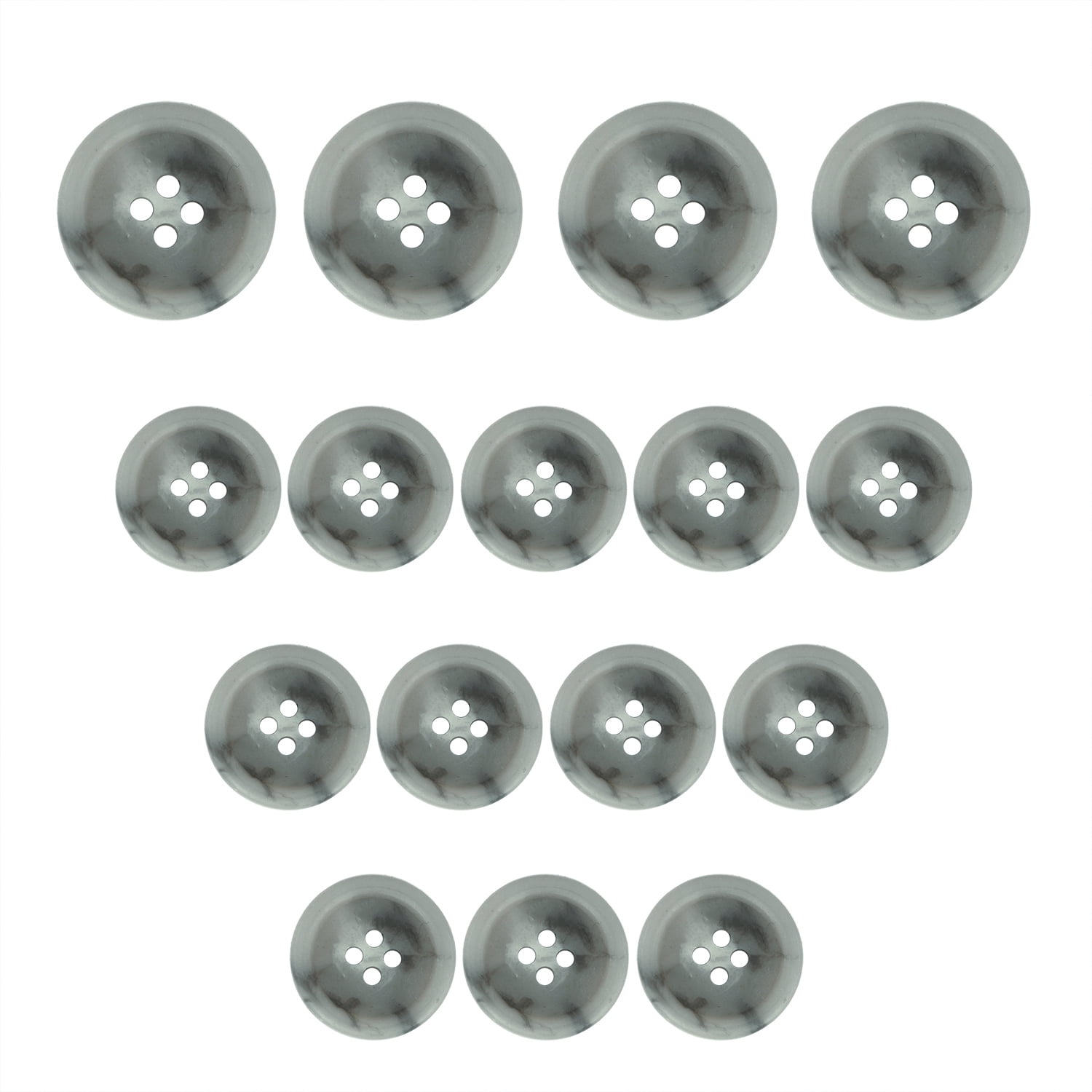 Buttonmode BU1/3/2CL Standard Shirt Buttons Full Set, White, 9mm, 10mm and 12mm (0.35, 0.39 and 0.47 inch) 16-Buttons (8 Front, 4 Sleeve, 4 Collar)