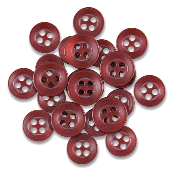 ButtonMode Replacement Shirt Buttons 22pc Set Has 8 Front (11mm or 7/16 in), 7 Sleeve (10mm or 3/8 in) & 7 Collar (9mm or Almost 3/8 in), Red Dark