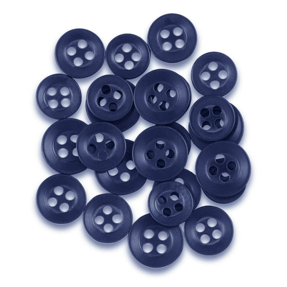 ButtonMode Replacement Shirt Buttons 22pc Set Has 8 Front (11mm or 7/16 in), 7 Sleeve (10mm or 3/8 in) & 7 Collar (9mm or Almost 3/8 in), Blue Navy
