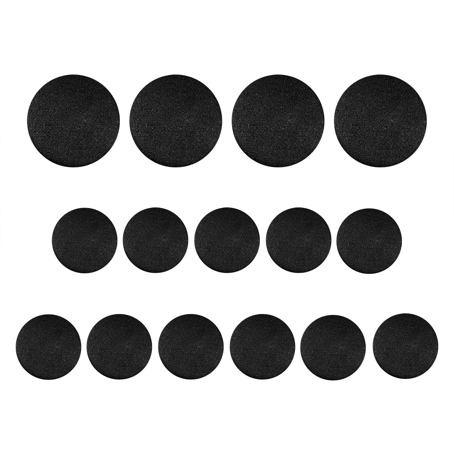 ButtonMode Tuxedo Suit Buttons 15pc Set (Fits Most Formalwear) Includes 4 Jacket Front Buttons (19mm or 3/4 Inch) and 11 Sleeve and Pant Buttons (15mm or 5/8 Inch), Black Satin Smooth, 15-Buttons